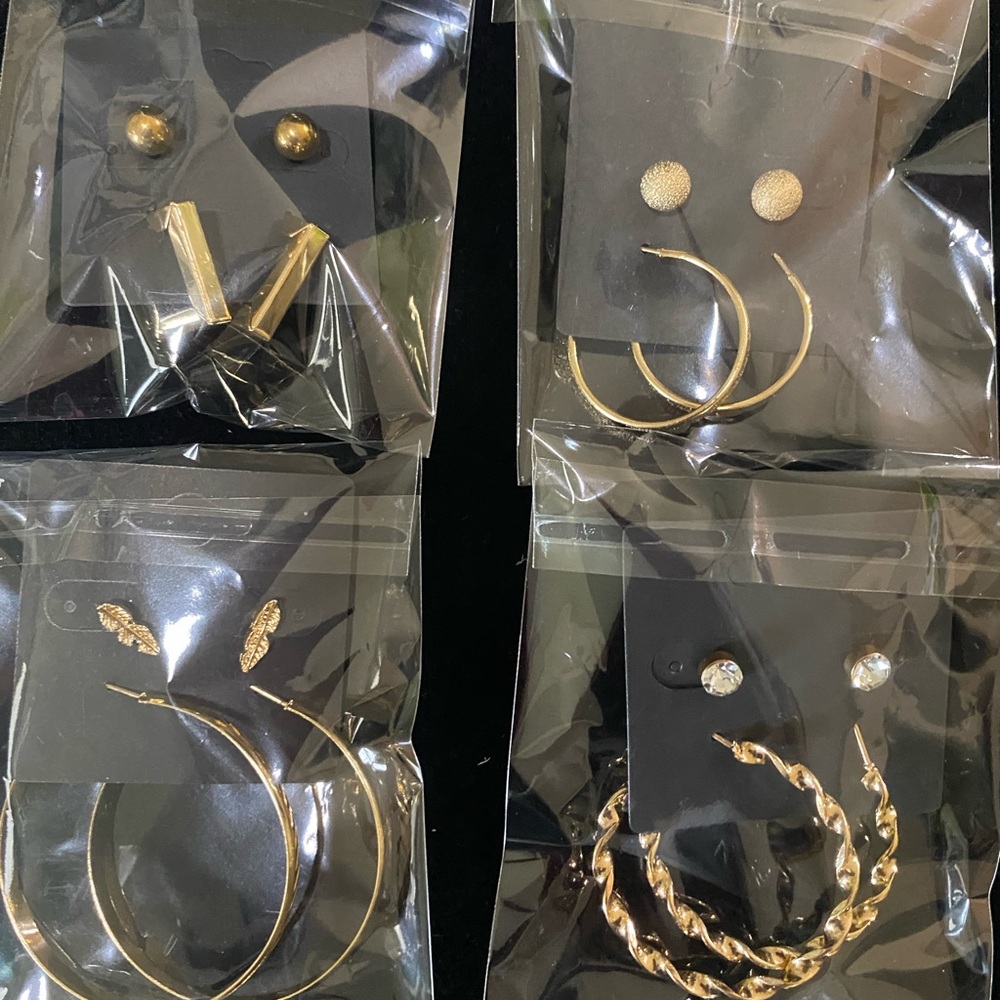Gold Textured Hoop Earrings Jewelry